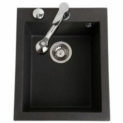 Budget ✨ Évier Granit Noir Moucheté Luisina QUADRILLE 1 Bac 410x500 - Noir 👍