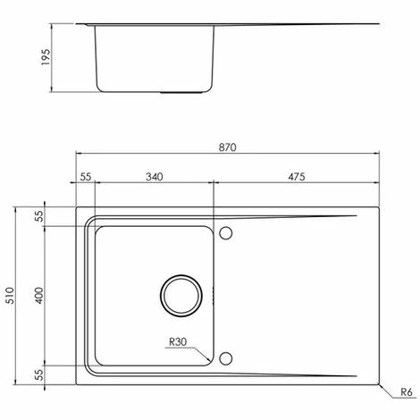 Acheter 😍 Évier Inox Lisse Luisina FAGOTTO 1 Bac 1 égouttoir - Inox 🔥 – Image 2