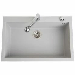 Meilleur prix 👏 Évier Granit Gris Métal Luisina QUADRILLE 1 Bac 794x504 - Gris 🔥