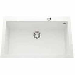 Remise ⭐ Évier Granit Blanc Luisina QUADRILLE 1 Bac 794x504 - Blanc ⭐