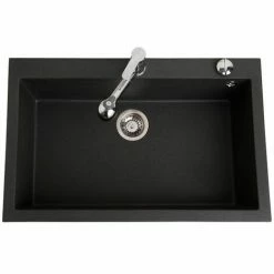 Meilleur prix 🔥 Évier Granit Noir Moucheté Luisina QUADRILLE 1 Bac 794x504 - Noir 🤩