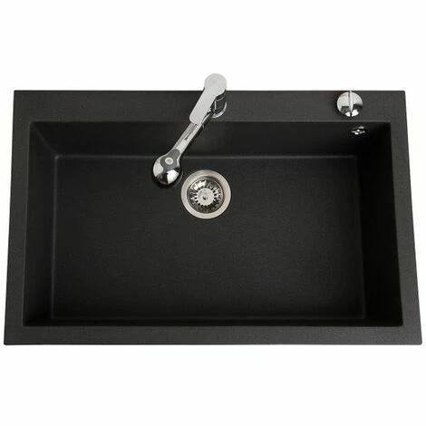 Meilleur prix 🔥 Évier Granit Noir Moucheté Luisina QUADRILLE 1 Bac 794x504 - Noir 🤩