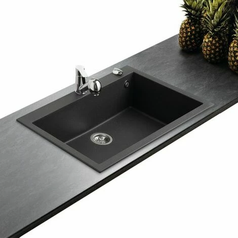 Meilleur prix 🔥 Évier Granit Noir Moucheté Luisina QUADRILLE 1 Bac 794x504 - Noir 🤩 – Image 3