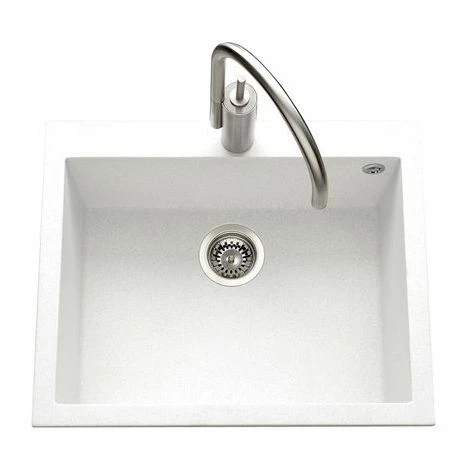 Sortie 🥰 Évier Granit Blanc Luisina QUADRILLE 1 Bac 610x500 - Blanc 🥰 – Image 3