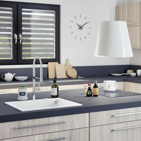 Sortie 🥰 Évier Granit Blanc Luisina QUADRILLE 1 Bac 610x500 - Blanc 🥰 – Image 4