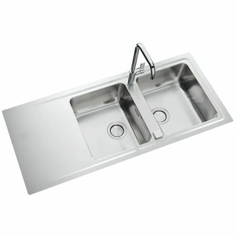 Sortie 🔔 Évier Inox Lisse Luisina FAGOTTO 2 Bacs 1 égouttoir - Inox ⌛