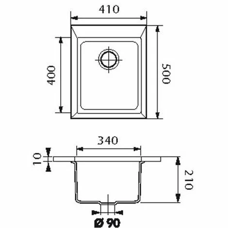 Budget 😉 Évier Granit Gris Métal Luisina QUADRILLE 1 Bac 410x500 - Gris 👍 – Image 2