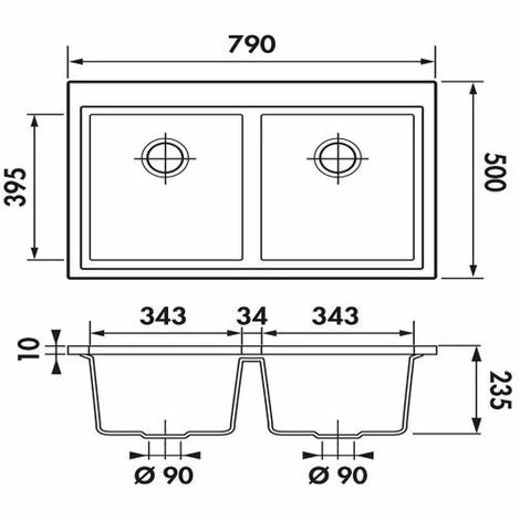 Tout neuf 😍 Évier Granit Blanc Luisina QUADRILLE 2 Bacs - Vidage Auto - Blanc 🎁 – Image 2