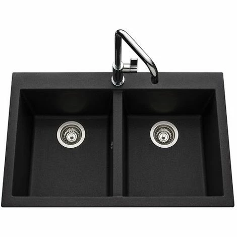 Acheter 🌟 Évier Granit Noir Moucheté Luisina QUADRILLE 2 Bacs - Noir 🎁