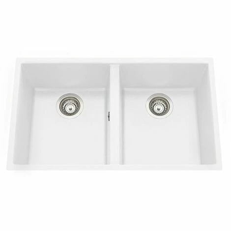 Promo 🤩 Évier Sous Plan Granit Blanc Luisina QUADRILLE 2 Bacs - Blanc 👏 – Image 3