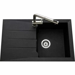 Le moins cher 🌟 Évier De Cuisine Noir MAJORQUE - L 810 X L 500 X P 210 Mm - Sous-meuble 50 Cm - Aquatop ✔️