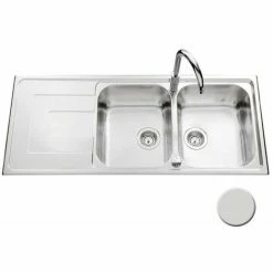 Remise 🌟 Évier Inox Mini Structure Luisina DEBUSSY 2 Bacs 1 égouttoir - Inox 😍