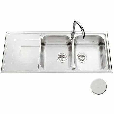 Remise 🌟 Évier Inox Mini Structure Luisina DEBUSSY 2 Bacs 1 égouttoir - Inox 😍