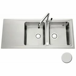 Le moins cher 😍 Évier Inox Mini Structure Luisina FAGOTTO 2 Bacs 1 égouttoir - Inox ✔️