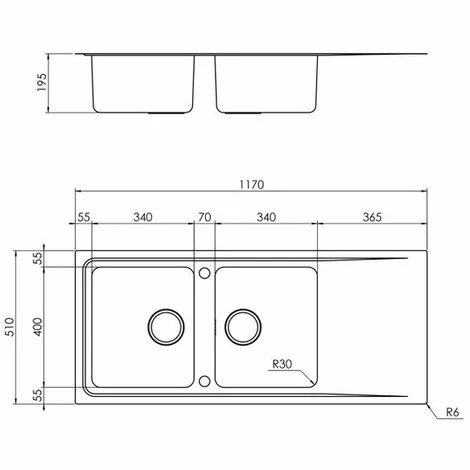 Le moins cher 😍 Évier Inox Mini Structure Luisina FAGOTTO 2 Bacs 1 égouttoir - Inox ✔️ – Image 2