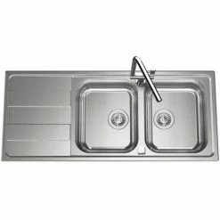 Vente flash 🛒 Évier Inox Lisse Luisina FUNK 2 Bacs 1 égouttoir - Inox 🛒