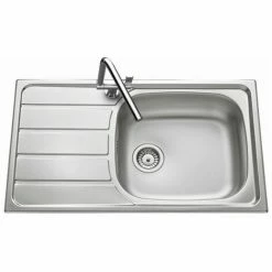 Nouveau 👍 Évier Inox Lisse Luisina ROCK 1 Grand Bac 1 Petit égouttoir - Inox 👏