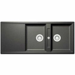 Sortie 🛒 Évier Granit Anthracite Luisina FORTE 2 Bacs 1 égouttoir - Anthracite 🎉