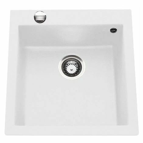 Coupon 👏 Évier Granit Blanc Luisina QUADRILLE 1 Bac 470x500 - Blanc ⌛