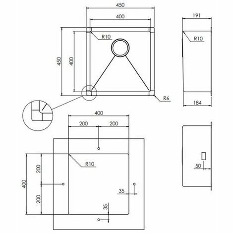 Coupon 🌟 Evier Sous Plan Inox Nid D'abeille VIBRATO Luisina 1 Bac 450x450 Mm - Sans Vidage - Inox ⭐ – Image 2