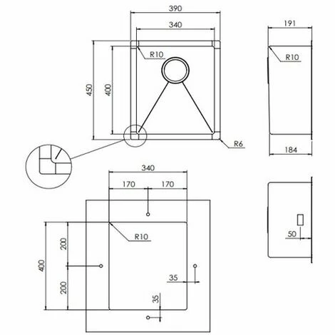Top 10 ⭐ Evier Sous Plan Inox Nid D'abeille VIBRATO Luisina 1 Bac 390x450 Mm - Sans Vidage - Inox 🥰 – Image 2