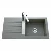 Meilleure vente 👏 LUISINA EWI Evier Cuisine A Encastrer 1 Grand Bac + 1 égouttoir Soledad - Résine - 100 X 50 Cm - Gris Béton 🤩