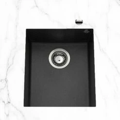 De gros 🤩 Évier Sous Plan Granit Noir Moucheté Luisina QUADRILLE 1 Bac 380x440 - Vidage Manuel - Noir 🥰