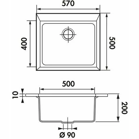 Vente flash 🌟 Évier Granit Gris Métal Luisina QUADRILLE 1 Bac 570x500 - Vidage Manuel - Gris 🛒 – Image 2