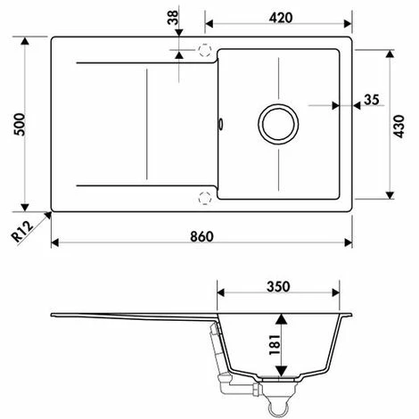 Budget 😀 Évier Granit Blanc Luisina EPURE 1 Bac 1 égouttoir - Blanc 🧨 – Image 2