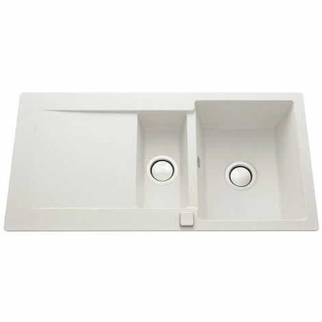 Grosses soldes 🎁 Évier Granit Blanc Luisina EPURE 1 Bac 1/2 - 1 égouttoir - Blanc ⭐