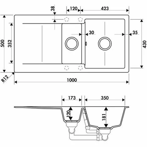 Grosses soldes 🎁 Évier Granit Blanc Luisina EPURE 1 Bac 1/2 - 1 égouttoir - Blanc ⭐ – Image 2