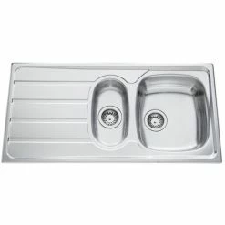 Nouveau ❤️ Évier Inox Lisse Luisina ROCK 1 Bac 1/2 - 1 égouttoir - Inox 🔥