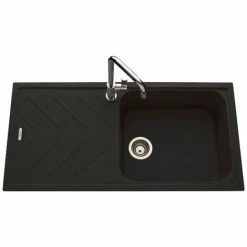 Tout neuf ⭐ Évier Granit Noir Luisina ARPEGE 1 Grand Bac 1 égouttoir - Noir ✔️