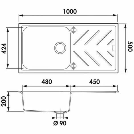 Bon marché ✨ Évier Granit Gris Luisina ARPEGE 1 Grand Bac 1 égouttoir - Gris ✨ – Image 2