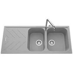 Remise 😉 Évier Granit Gris Luisina ARPEGE 2 Bacs 1 égouttoir - Gris 🥰