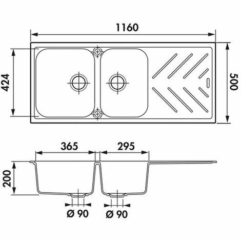 Remise 😉 Évier Granit Gris Luisina ARPEGE 2 Bacs 1 égouttoir - Gris 🥰 – Image 2