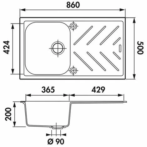 Budget 👍 Évier Granit Gris Luisina ARPEGE 1 Bac 1 égouttoir - Gris ✔️ – Image 2
