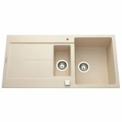 Meilleure affaire 🎉 Évier Granit Champagne Luisina TAM TAM 1 Bac 1/2 - 1 égouttoir - Beige 🎉