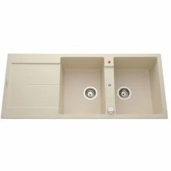 Sortie 😉 Évier Granit Champagne Luisina TAM TAM 2 Bacs 1 égouttoir - Beige 🛒