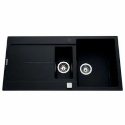Le moins cher ⭐ Évier Granit Noir Luisina TAM TAM 1 Bac 1/2 - 1 égouttoir - Noir ⭐