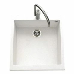 Remise 🛒 Évier Granit Blanc Luisina QUADRILLE 1 Bac 410x500 - Blanc 👏