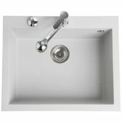 Coupon 🌟 Évier Granit Gris Métal Luisina QUADRILLE 1 Bac 610x500 - Gris 🧨