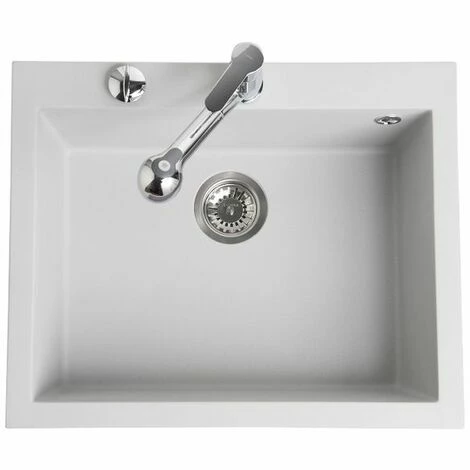 Coupon 🌟 Évier Granit Gris Métal Luisina QUADRILLE 1 Bac 610x500 - Gris 🧨