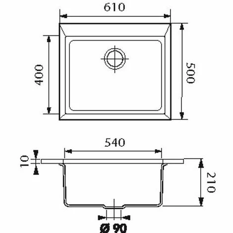Coupon 🌟 Évier Granit Gris Métal Luisina QUADRILLE 1 Bac 610x500 - Gris 🧨 – Image 2