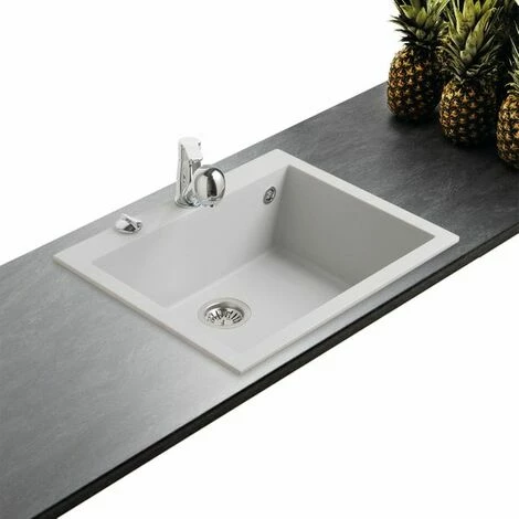 Coupon 🌟 Évier Granit Gris Métal Luisina QUADRILLE 1 Bac 610x500 - Gris 🧨 – Image 3