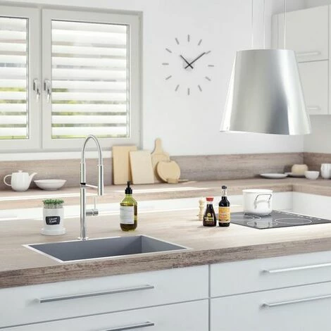 Coupon 🌟 Évier Granit Gris Métal Luisina QUADRILLE 1 Bac 610x500 - Gris 🧨 – Image 4