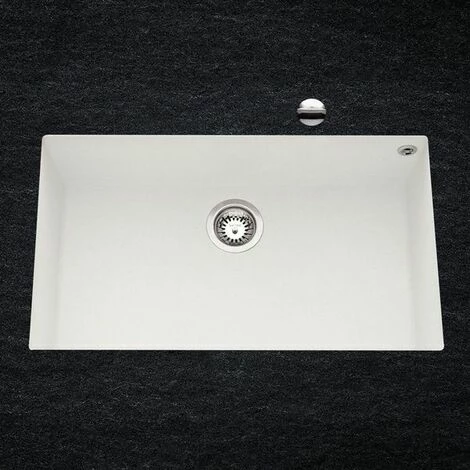 Sortie 🎁 Évier Sous Plan Granit Blanc Luisina QUADRILLE 1 Bac 760x440 - Blanc ❤️