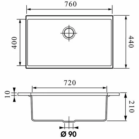 Sortie 🎁 Évier Sous Plan Granit Blanc Luisina QUADRILLE 1 Bac 760x440 - Blanc ❤️ – Image 2