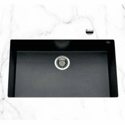 De gros 🎁 Évier Sous Plan Granit Noir Moucheté Luisina QUADRILLE 1 Bac 760x440 - Noir 💯