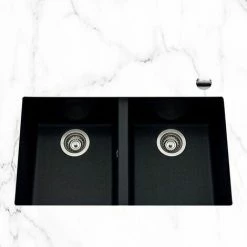 Offres ⌛ Évier Sous Plan Granit Gris Moucheté Luisina QUADRILLE 2 Bacs - Gris 👏